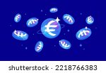 STASIS EURO (EURS) coins falling from the sky. EURS cryptocurrency concept banner background.