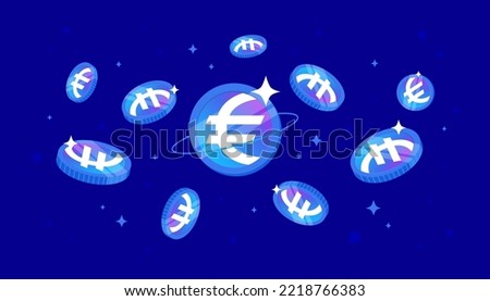 STASIS EURO (EURS) coins falling from the sky. EURS cryptocurrency concept banner background.