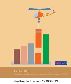 Stat Bar Lifting : Business concept on rising up annual sales statistic. Vector 10 EPS