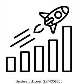 Stat Rocket Icon Element For Design