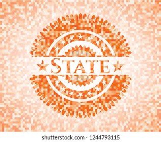 State abstract orange mosaic emblem with background