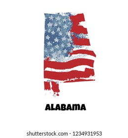 State of Alabama. United States Of America. Vector illustration. USA flag.