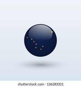 State of Alaska flag circle form on gray background. Vector illustration.