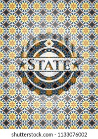 State arabesque style badge. arabic decoration.