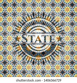 State arabesque style badge. arabic decoration.