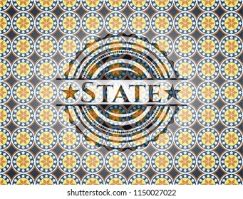 State arabic badge background. Arabesque decoration.