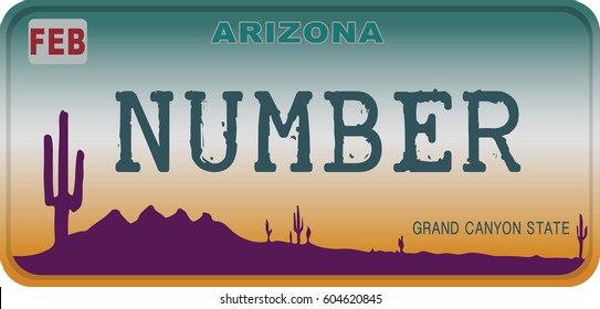 State of Arizona car registration number plates