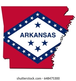 State of Arkansas flag inside the map