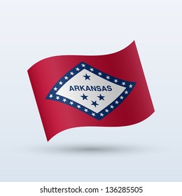 State of Arkansas flag waving form on gray background. Vector illustration.