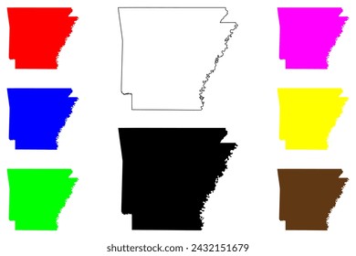 State of Arkansas (United States of America, USA or U.S.A.) silhouette and outline map