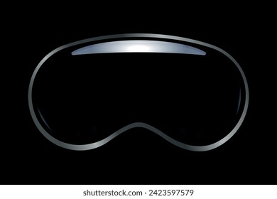 State of the art technology, Vision pro-virtual reality glasses innovative technology isolated on black background. Vector illustration, eps 10