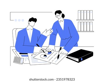 State audit inspection abstract concept vector illustration. Financial inspector checking company report, bureaucracy procedures, tax and audit control, income calculation abstract metaphor.