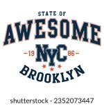 State of Awesome slogan, New York varsity print