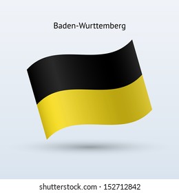 State of Baden-Wurttemberg flag waving form on gray background. Vector illustration.