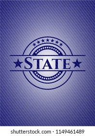 State badge with jean texture