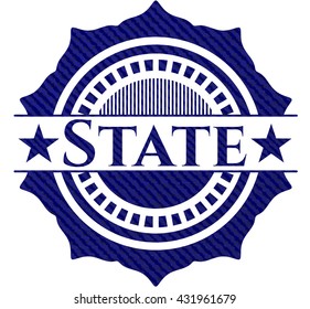 State badge with jean texture