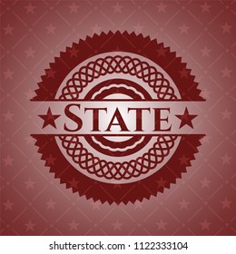 State badge with red background