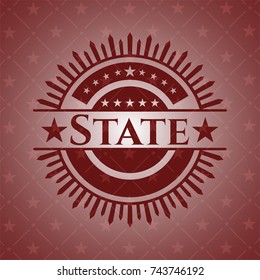 State badge with red background