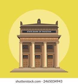 State Bank of Pakistan on bright yellow background, vector file of State Bank of Pakistan.