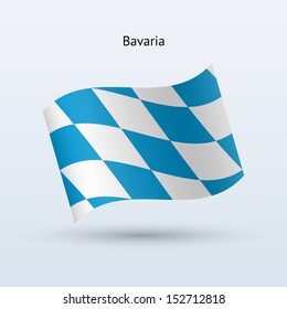 State of Bavaria state flag waving form on gray background. Vector illustration.