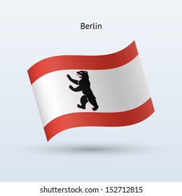 State of Berlin flag waving form on gray background. Vector illustration.