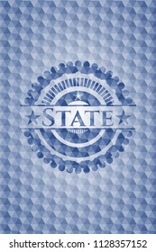 State blue hexagon badge.