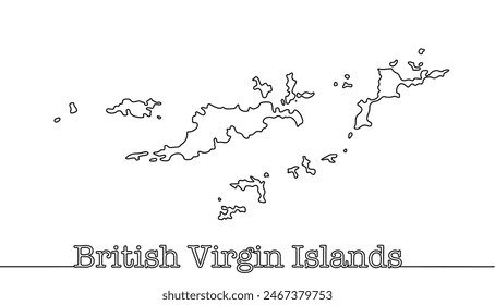 State borders British Virgin Islands. A simple geographical map drawn with a continuous line. Illustration for different uses.