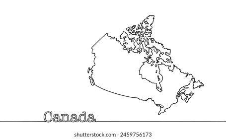 Fronteras estatales de Canadá. Silueta de un Grande país situado en América del Norte. Vector simple sobre fondo blanco.