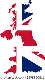 State borders country Great Britain. United Kingdom border. Map Great Britain. Map silhouette. Banner, poster template. Independence Day. UK.