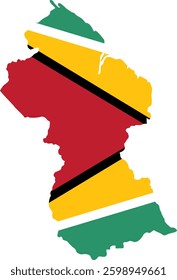 State borders country Guyana. Guyana border. Map Guyana. Map silhouette. Banner, poster template. Independence Day.
