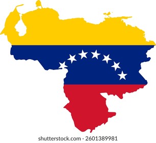 State borders the country Venezuela. Venezuela border. Map Venezuela. Map silhouette. Banner, poster template. Independence Day.