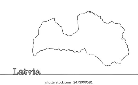Fronteras estatales de Letonia. Mapa geográfico de un país europeo. Vector aislado sobre fondo blanco.