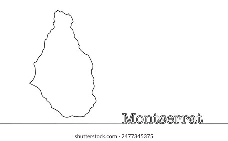 State borders of Montserrat. An overseas territory of Great Britain, located on the island of the same name. A simple hand-drawn map.
