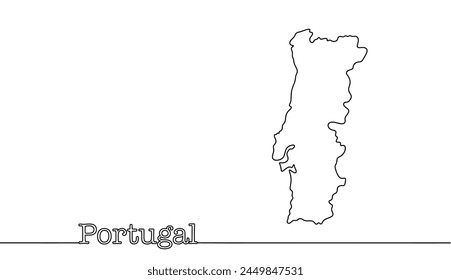 State borders of the Portuguese Republic. The westernmost state in Europe. Isolated vector with inscription on a white background.