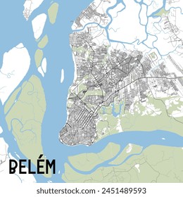 Belém, State of Pará, Brazil map poster art