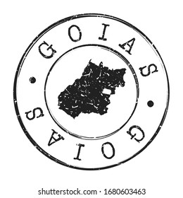 State of Goiás, Brazil Map Postmark. A Silhouette Postal Passport. Stamp Round Vector Icon. Vintage Postage Designs.