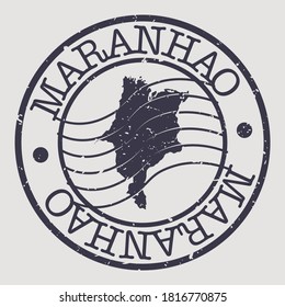 State of Maranhão, Brazil Map Postmark. Silhouette Postal Passport. Stamp Round Vector Icon. Vintage Postage Design.