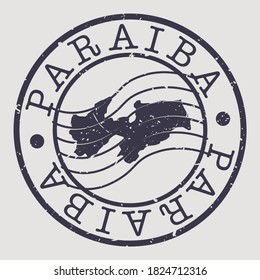 State of Paraíba, Brazil, Map Postmark. Silhouette Postal Passport. Stamp Round Vector Icon. Vintage Postage Design.