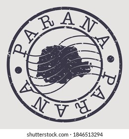 State of Paraná, Brazil Map Postmark. Silhouette Postal Passport. Stamp Round Vector Icon. Vintage Postage Design.