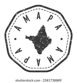 State of Amapá, Brazil Map Stamp Retro Postmark. Silhouette Postal Passport. Seal Round Vector Icon. Badge Vintage Postage Design.