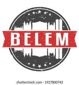 Belém, State of Pará, Brazil Round Travel Stamp. Icon Skyline City Design. Seal Tourism Vector Badge Illustration.