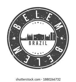 Belém, State of Pará, Brazil Skyline Stamp. Round Postmark Icon City Design. Vector Landmark Travel Badge.