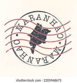 State of Maranhão, Brazil Stamp Map Postal. Silhouette. Passport Round Design. Vector Icon. Design Retro Travel National Symbol.
