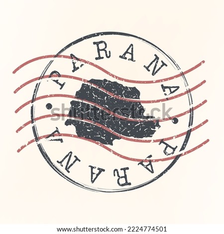 State of Paraná, Brazil Stamp Map Postal. Silhouette. Passport Round Design. Vector Icon. Design Retro Travel National Symbol.