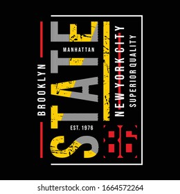 State brooklyn typography graphic t shirt print vector illustration