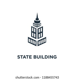 State Building icon. Black filled vector illustration. State Building symbol on white background. Can be used in web and mobile.