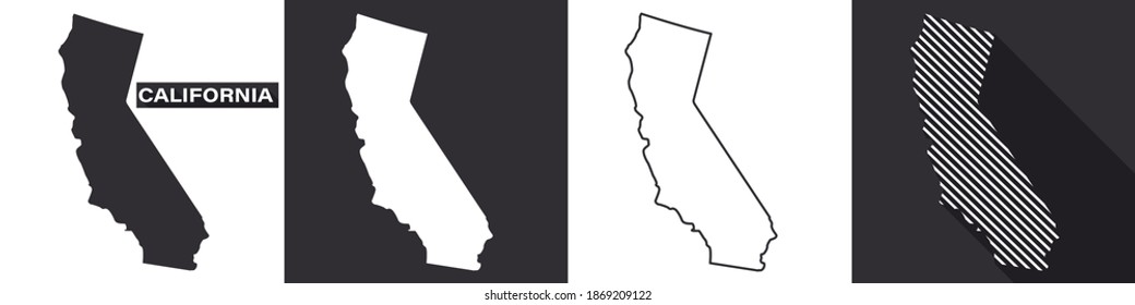 State of California. Map of California. United States of America California. State maps. Vector illustration