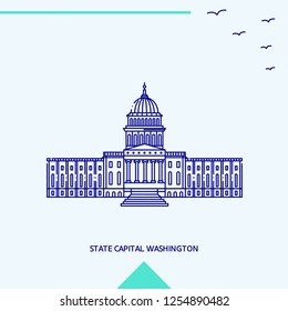 STATE CAPITAL WASHINGTON skyline vector illustration