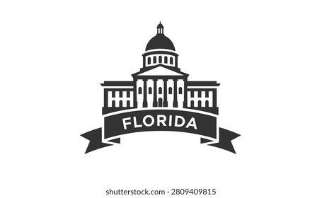 State capitol building icon of Florida with a prominent dome and classical architecture on a white background.