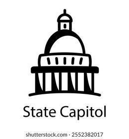 State capitol icon in drawing style 